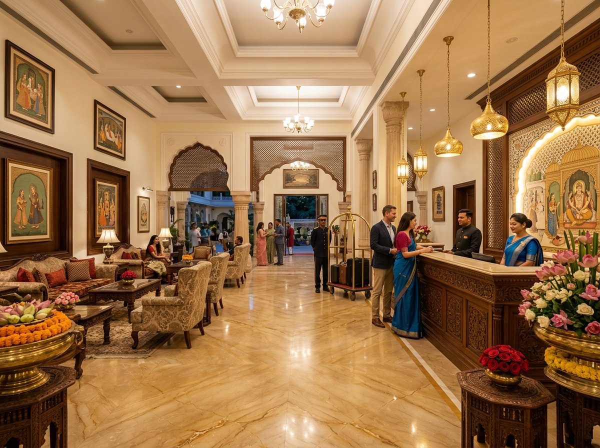 HOTEL OM PALACE welcoming lobby